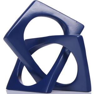 XMGZQ Navy Blue Knot Statue for Coffee Table Centerpiece Decor,Modern Abstract Art Geometric Sculpture and Figurines, Home Decor Accent,Cube Knick Knacks for Shelves,Bookshelf,Entryway,Floating