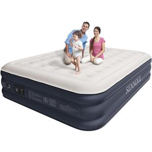 SENNOUL Air Mattress Queen with Built in Pump, Inflatable Mattress Blow Up Mattress 16 Raised Comfort,Upgraded Surface Portable Bed, Air Bed for Home, Guest, Camping, Colchone Inflable, 650 lbs