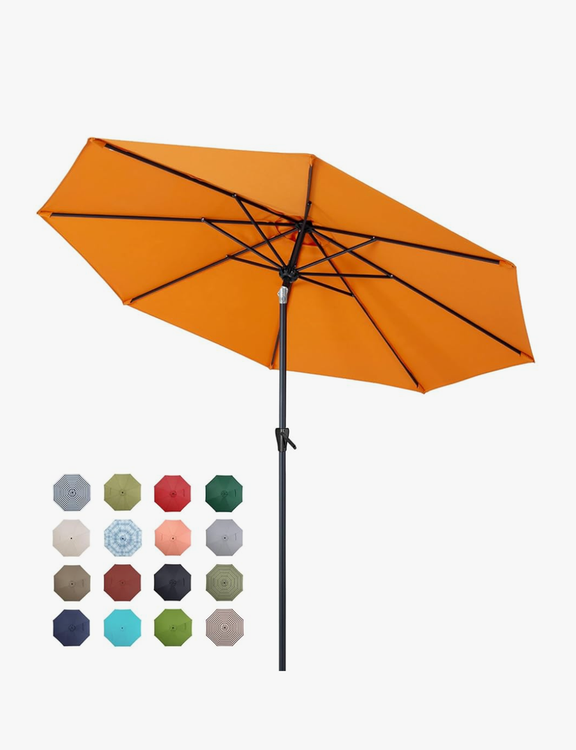 Tempera Patio Market Outdoor Table Umbrella with Push Button Tilt and Crank,Large Sun Umbrella with Sturdy Pole&Fade resistant canopy,Easy to set