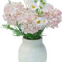 Jahe Faux Hydrangea Flowers Fenterpieces for Tables, Hydrangea Artificial Flowers Mixed Potted Plant, Fake Daisy Mixed Bouquet with Pot, Living Room, Bathroom, Balcony, Light Pink