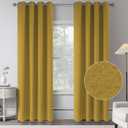 Gold Yellow 100% Blackout Linen Curtains,84 Inch Length 2 Panels Bedroom Curtains Blocking All Sun Light -Vintage Style Thermal Insulated Window Curtain Drapes for Living Room,W 52 x L 84 Inch (52"W x 84"L (Pack of 2))