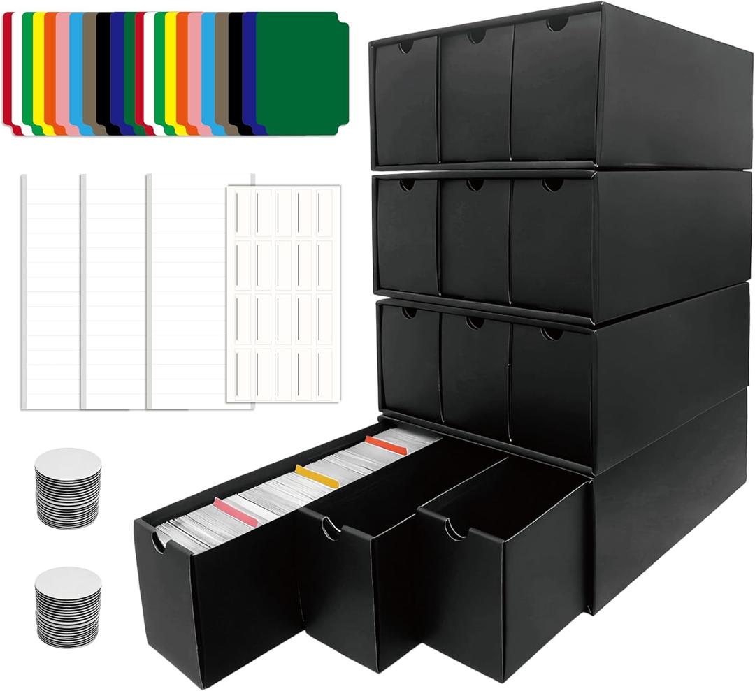 12000+ Large Capacity Trading Card Storage Box, 12-600 CT Card Organizer Box, Waterproof Toploader Storage Case, Bulk Card Collection Holder for TCG MTG Baseball Sports Cards