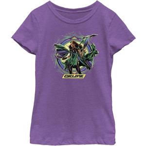 DC Comics Black Adam Cyclone Circle Girls Short Sleeve Tee Shirt (X-Large, Purple Berry)