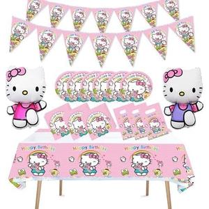 Kitty Girls Birthday Party Balloons, Dinner plates, Paper towels,Banners, Tablecloths,Gift bags,Baby shower Birthday party decorations - Serves 10 Guests