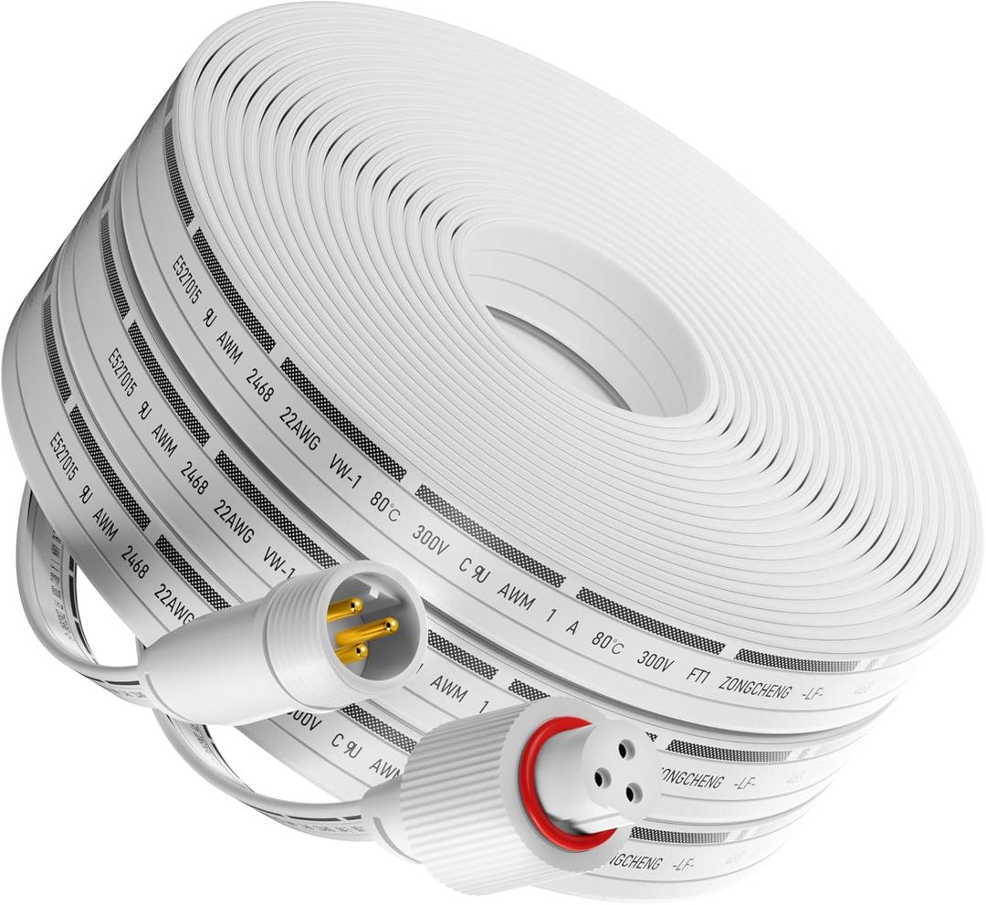 33FT Extension Cable for Govee Permanent Outdoor Lights 2/Pro, Dots String Lights, IP68 Waterproof 3-Pin Extension Cord Compatible with Govee H705A H705B H705C H706A H703A H703B H805A H805C, White