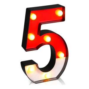 Mudder Red and White Light up Numbers Party Decorations, LED Anime Cartoon Pattern Glowing Numbers, Birthday Table Centerpieces Cartoon Animated Birthday Party Supplies, 8.58 x 5.2 Inches(5)