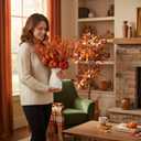 6 Pcs 19.6" Artificial Thanksgiving Pumpkin Picks Autumn Harvest Floral Pumpkin Stems Fall Table Centerpieces for Thanksgiving Wedding Home Table Vase Decor(Eucalyptus)