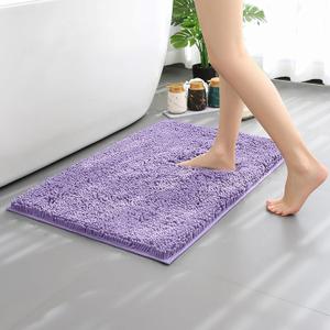 Bathroom Rugs Mat 24x17 Non Slip Chenille Bath Mats Bath Rugs for Bathroom Shower Purple