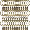 42 Pack Curtain Rings with Clips 1.5" Interior Diameter,Metal Drapery Clips with Rings,Curtain Clips,Strong Vintage Decorative Rustproof Drapery Ring with Hooks for Bathroom,Bedroom (Bronze)