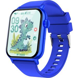 Smart Watch for Kids, 12 Puzzle Games HD Touch Screen Watches, Step Counter, Heart Rate and Sleep Monitor, Flashlight, Music Player,12/24 hr Educational Toys Birthday Gifts for Girls Ages 6-12 (Blue)
