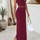 PRETTYGARDEN Skirt Sets Women 2 Piece Outfits Summer Outfits 2026 Going Out Crop Tops Long Maxi Skirts Beach Vacation Clothes (Red, M)