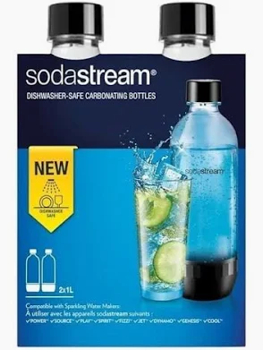 Sodastream 0.5L Twin Pack Dishwasher Safe Slim Bottle (Black)