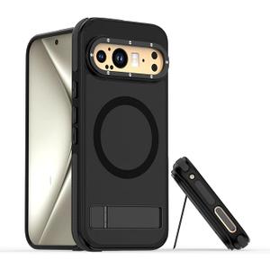 for Google Pixel 9 Pro XL Case 6.8 inch 2024 【Compatible with Magsafe】 Heavy Duty Military Grade Protection Cover Metal Stand Rugged for Google Pixel 9 Pro XL Kickstand Phone Case Black