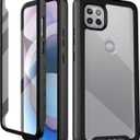 wahhle Compatible with Motorola One 5G Ace Phone Case, Built in Screen Protector Full Body Shockproof Slim Fit Bumper Protective Phone Cover for 1 5G Ace Men Women-Black/Clear