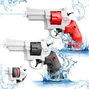 Squirt Gun for Kids-Summer Cool Soaker Water Guns for 3 4 5 6 7 8+Years Child&Adults-Long Range 1 Pcs Outdoor Toy for Swimming Pool Yard Lawn Beach-Rotating Clip Design (Revolver Ice Grey+Orange Red)