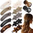 12 Pcs Flat Hair Clips for Women, Lay Flat Claw Clips French Concord Hair Clips, 3 Styles No Slip Matte Claw Clips for Thin Thick Hair (Tortoiseshell)