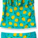 Kanu Surf Girls Charlotte Flounce Tankini Beach Sport 2-Piece Swimsuit (Lemonade Aqua) 12