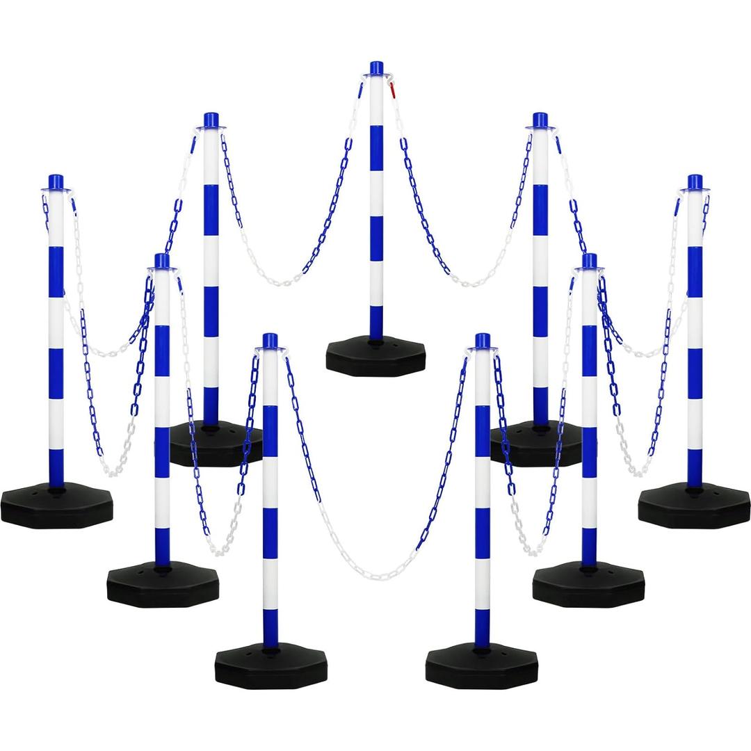 Amylove 9 Packs Traffic Delineator Post Cone with Base, Traffic Cones Safety Cones Caution Cones Plastic Stanchion Chain Safety Barriers with 6.6 Feet Link Chain and S Hooks for Parking Lot (Blue) Amylove 9 Packs Traffic Delineator Post Cone with Base, Traffic Cones Safety Cones Caution Cones Plastic Stanchion Chain Safety Barriers with 6.6 Feet Link Chain and S Hooks for Parking Lot (Blue)