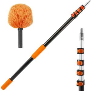 23 ft High Reach Cobweb Duster with Extension Pole, Spider Web Brush with Lightweight 5 Stage 4-16.5 ft Telescoping Pole, Soft Bristles Dusters for Outdoor Indoor Cleaning