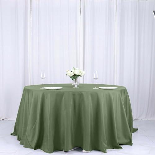 Efavormart Round Tablecloth, 132 Inch Stain & Wrinkle Resistant Washable Table Cloth, Decorative Polyester Fabric Table Cover for Banquet, Wedding, Dining- Olive Green, Pack Of 2