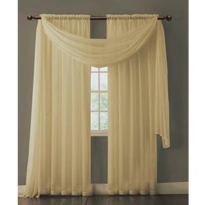 Warm Home Designs Extra  Sheer Window Scarf. Valance Scarves are 54 X 216 Inches. Great As Wedding Arch Draping Fabric, Bed Canopy Or for Decorative Project. AM Ivory 216"