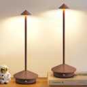 Modern Cordless Table Lamp Set of 2, Portable LED Desk Lamps, 5000mAh Rechargeable Battery Operated Lighting for Bedroom Dining Room Restaurant Coffee Shop Camping Night Light (Brown)