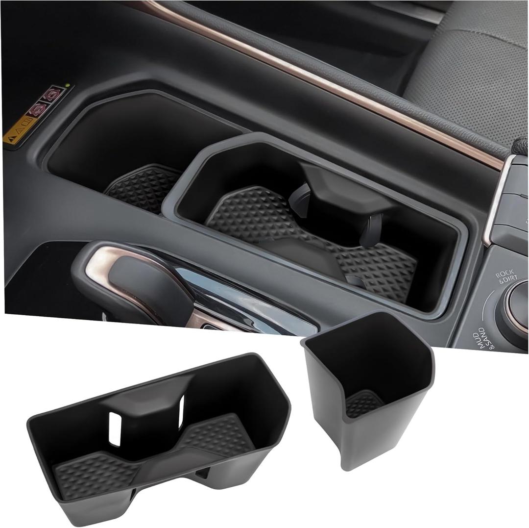 Center Console Cup Holder Compatible with 2024-2026 Toyota Grand Highlander Interior Accessories, Silicone Gear Shift Panel Storage Box and Double Cup Holder
