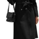 Wool Blend Wrap Coat Women's Superior 70% Wool Coat, Classy Long Wool Coat with Belt (Black), XL