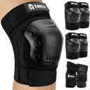 Tanden Skateboard Protective Gear Knee Pads and Elbow Pads Set, Elbow and Knee Pads for Roller Skating Wrist Guards Skateboarding Pads (Adult (14+ years), Black)