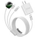 Travel Essentials for Apple Watch Charger,iPhone Charger,Type C Multi Fast Charging Cable Cord with 20W Charger Block,Portable Designed for iWatch 11-2,iPhone 17-11,Galaxy 25,Home,Office-6FT