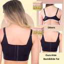 Plus Size Push Up Bras for Women, Back Fat Smoothing Bra Lace Underwire Full Coverage Padded Bras with Support (Black)