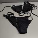 Women Two Piece Swimsuit Sexy Swimwear Halter String Triangle Bikini Sets (Black, M)