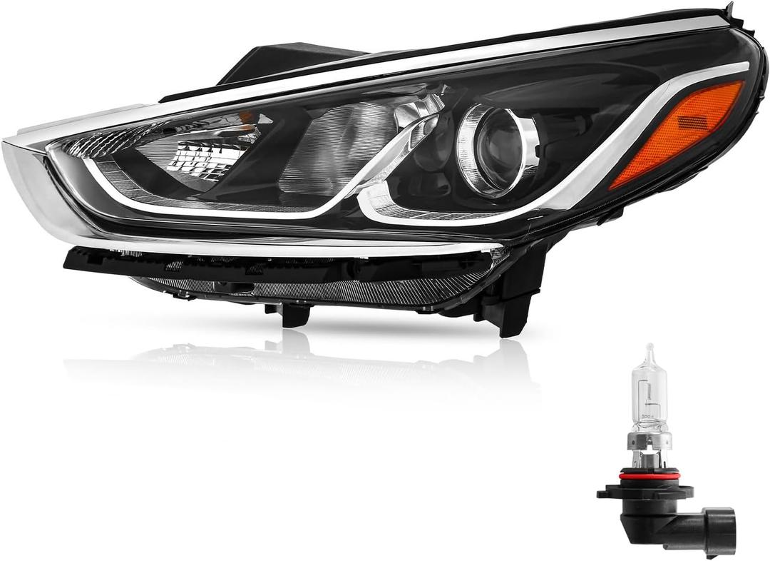 TODO Headlight Assembly Compatible with 2018-2019 Hyundai Sonata SE/SEL/Eco/Sport/Hybrid SE with Halogen Bulbs, 92101-C2500 Left Driver Side