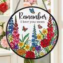 Rngmsi Sun Catcher Gift for Mom, Mothers Day Suncatcher Stained Glass Window Hanging, Remember I Love You Stained Glass Birthday Presents for Mama from Daughter Son