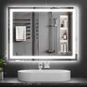 Koonmi 24x36 LED Bathroom Mirror, Backlit + Front Lit, LED Bathroom Mirror with Lights for Wall, 3 Colors, Anti-Fog, Dimmable Brightness, Memory Function, Tempered Glass