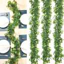 Hotop 4 Pcs 6 ft St. Patrick's Day Artificial Garland Faux Four Leaf Clover Greenery Garland for Wedding, Artificial Wreath Arch Hanging Farmhouse Mantle Table Centerpiece Home Party Decoration