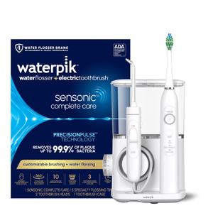 Waterpik Sensonic Complete Care Water Flosser and Rechargeable Electric Toothbrush Combo Set for Teeth Cleaning and Flossing, CC-04, White, 