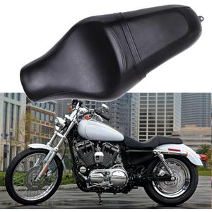 DREAMIZER Motorcycle Seat Driver Passenger Low Profile Two Up Leather Seat Compatible with Sportster Iron XL 883 1200 48 72 Chopper Bobber Cafe Racer Custom - BlackGlossy