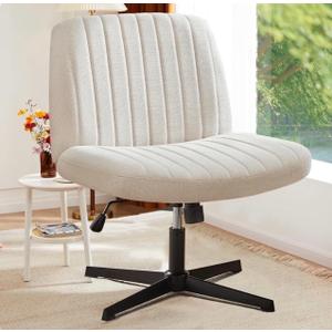 Simenmax Home Office Desk Chair, Mid-Century Inspired Adjustable Swivel Comfy Upholstered,Beige