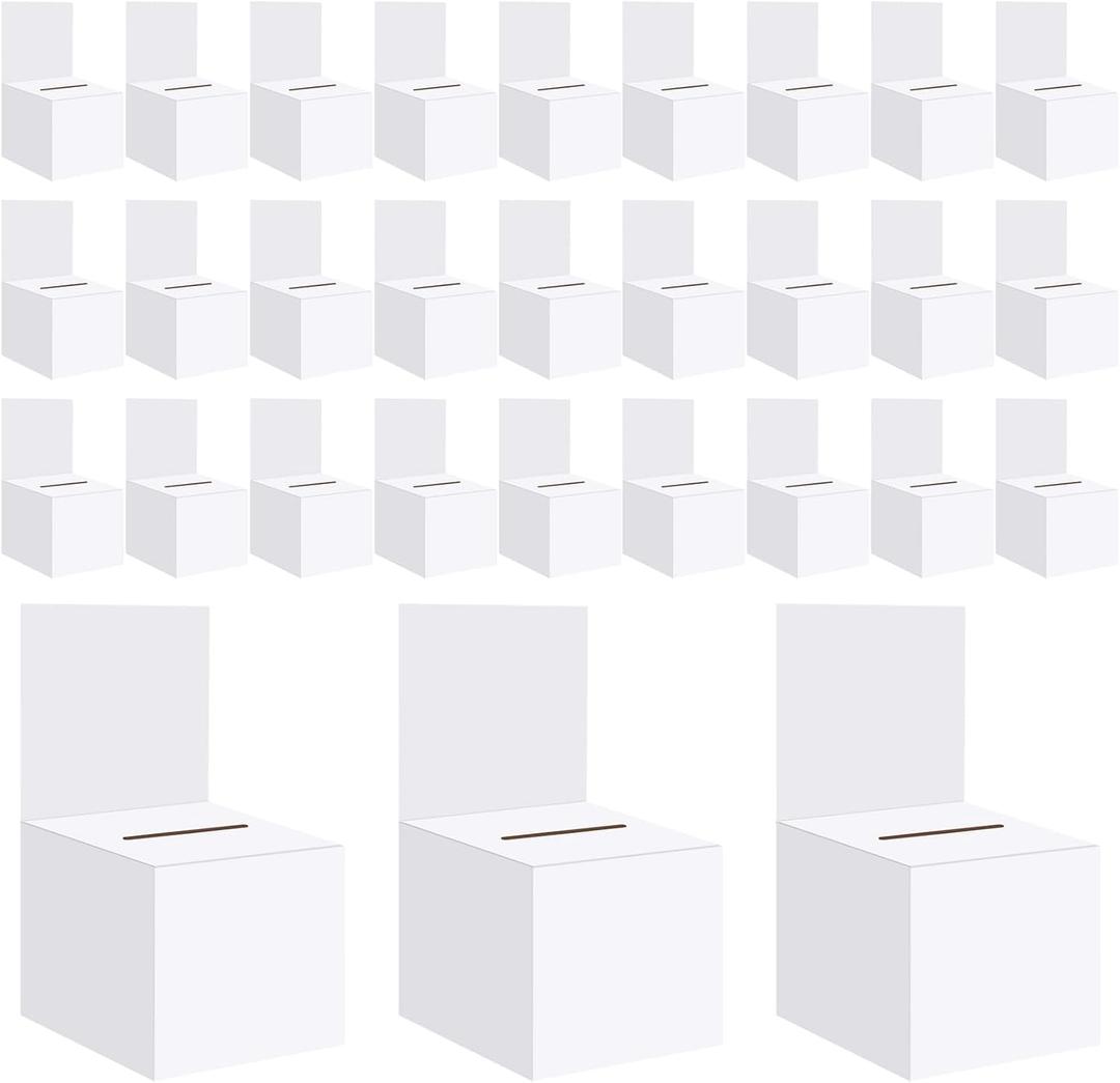 30 Pack Raffle Boxes Ballot Box Suggestion Box with Slot, 6 x 6 x 6 Inch Cardboard Raffle Boxes with Slot for Ticket and Removable Header for Collecting Business Card Voting Contest