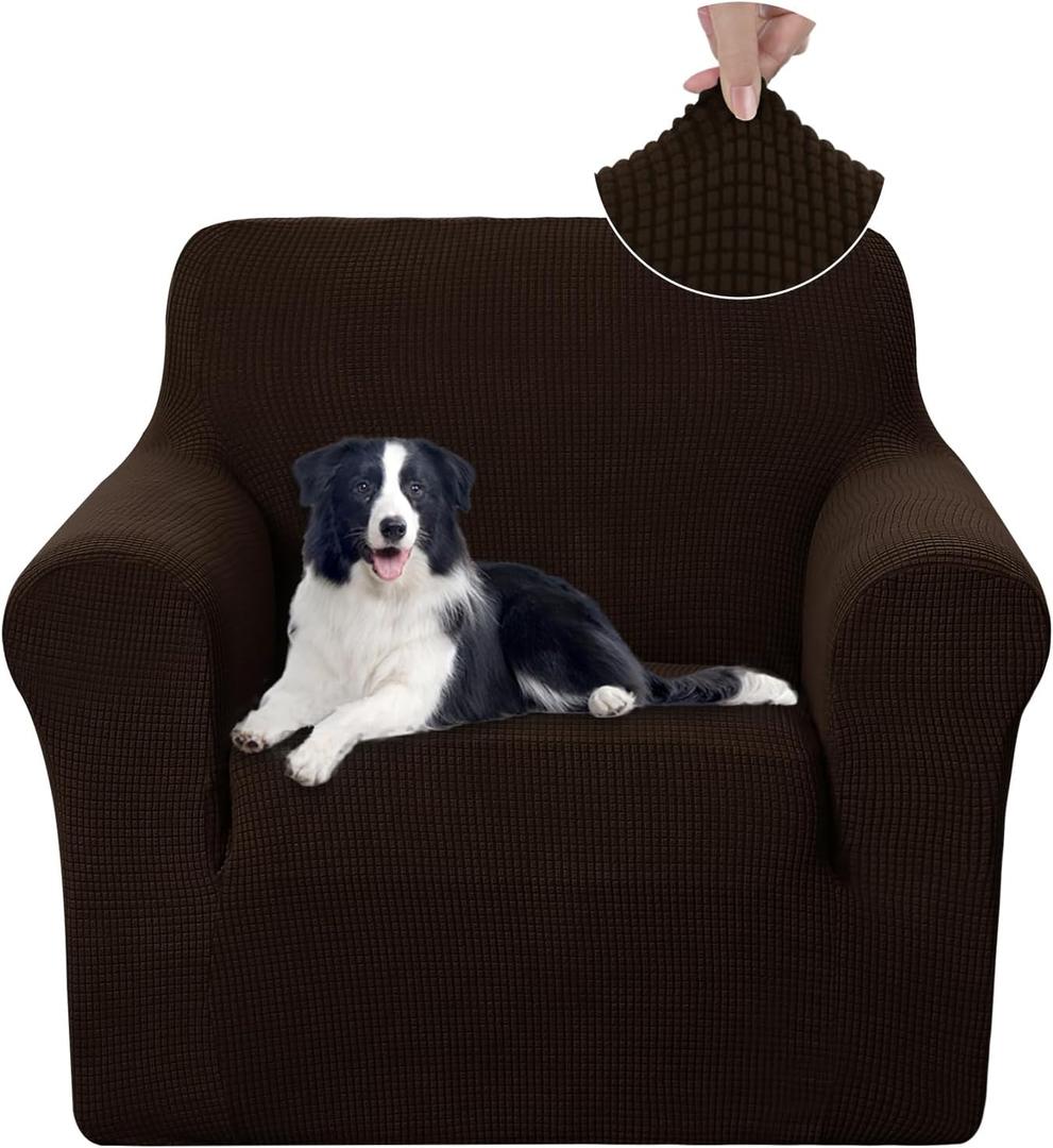 U-NICE HOME Recliner Chair Covers Stretch Couch Cover Sofa Cover Sofa Slipcover Furniture Protector for Chair Cover Pet Friendly(Armchair, Chocolate)