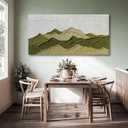 Dolidoteart Green Beige White Mountain Wall Art, Hand Painted Oil Painting on Canvas, Large Landscape Wall Decor for Living Room Bedroom Office, Horizontal 24x48 Inch
