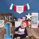 Rookie of the Year 1st Birthday High Chair Banner - Baseball Theme First Party Decoration, One Highchair Tassel Banner, Boy Photo Prop, Blue
