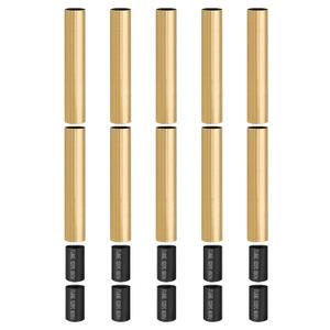 PATIKIL 5" Tall Candle Covers Sleeves, 10Pcs Metal E12 Chandelier Socket Sleeves with Insulation Heat Shrinkable Flame Retardant Tube Bulb Light Base Holder for Lamps, French Gold