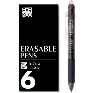 ParKoo Retractable Erasable Gel Pens Clicker, Fine Point, Make Mistake Disappear, Black Ink for Note Taking and Crossword Puzzles, 6-Pack