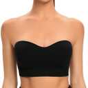 Gnowann Strapless Bras for Women Non-Slip Silicone Bandeau Bra Seamless Wireless Strapless Bra Padded Tube Top Bra Black XL