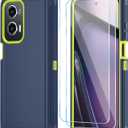 Qinmay Phone Case for Motorola Moto G Stylus 5G 2024 Case with HD Screen Protector, Heavy Duty Shockproof & Dropproof 3-Layer Cover Phone Case (DarkBlueGreen, for Moto G Stylus 2024)