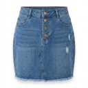 High-Waisted Button-Down Denim Mini Skirt, M