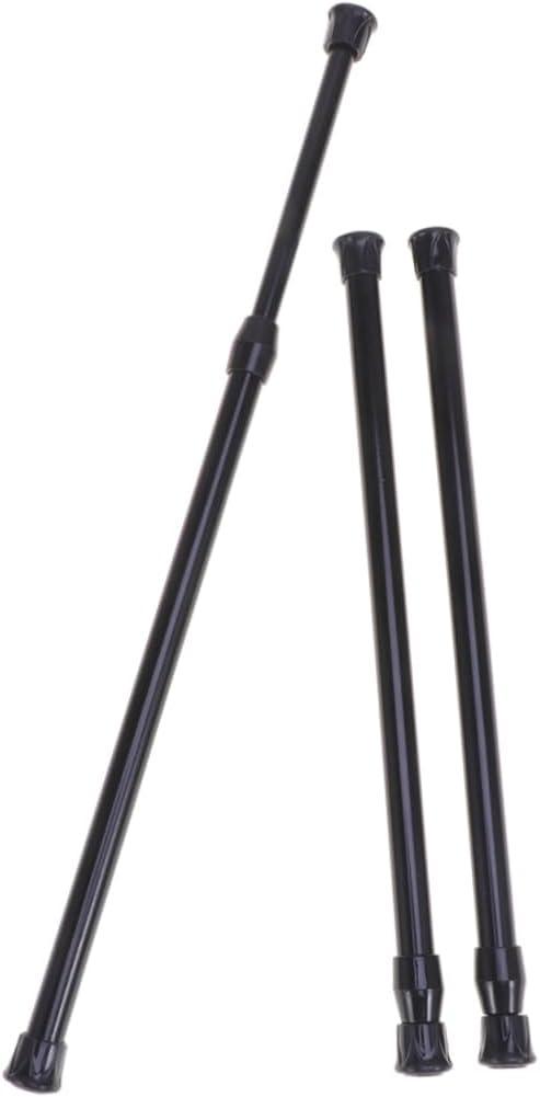 PRETYZOOM 3pcs Black Telescopic Curtain Rod for Doorway Shower Wall Tension Rod for Easy Installation