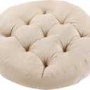 Meditation Floor Pillow, Round Floor Cushions for Adults, Button Tufted Seat Cushions for Yoga Tatami Living Room, Beige, 22 x 22 x 4 in (Set of 1)
